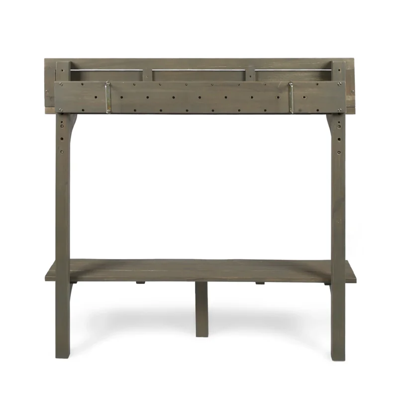 3-Piece Balcony Bar Set with Bottom Shelf Table and 2 Stools, Grey Finish - Image 5