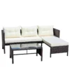 Outdoor patio Furniture sets 3 piece Conversation set wicker Ratten Sectional Sofa With Seat Cushions(Beige Cushion) - Image 5