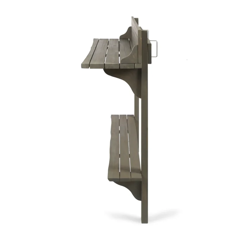 3-Piece Balcony Bar Set with Bottom Shelf Table and 2 Stools, Grey Finish - Image 2