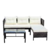 Outdoor patio Furniture sets 3 piece Conversation set wicker Ratten Sectional Sofa With Seat Cushions(Beige Cushion) - Image 2