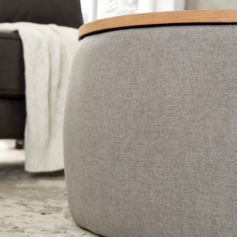 Round Storage Ottoman, 2 in 1 Function, Work as End table and Ottoman - Image 12