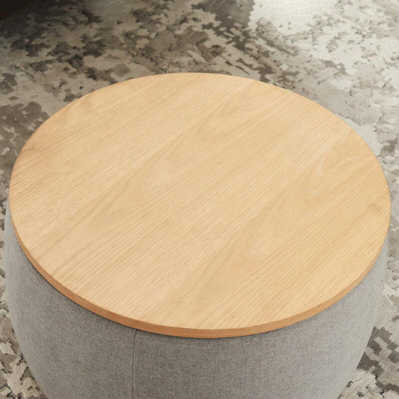 Round Storage Ottoman, 2 in 1 Function, Work as End table and Ottoman - Image 14