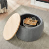 Round Storage Ottoman, 2 in 1 Function, Work as End table and Ottoman - Image 23