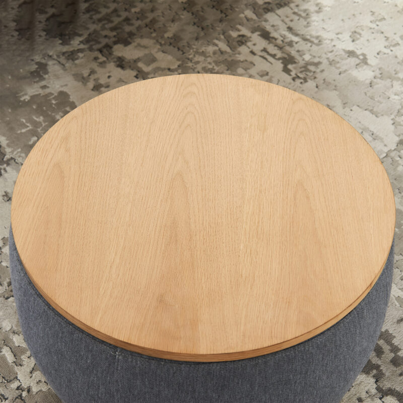 Round Storage Ottoman, 2 in 1 Function, Work as End table and Ottoman - Image 34