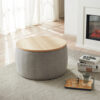 Round Storage Ottoman, 2 in 1 Function, Work as End table and Ottoman - Image 10