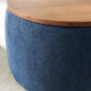 Round Storage Ottoman, 2 in 1 Function, Work as End table and Ottoman - Image 5