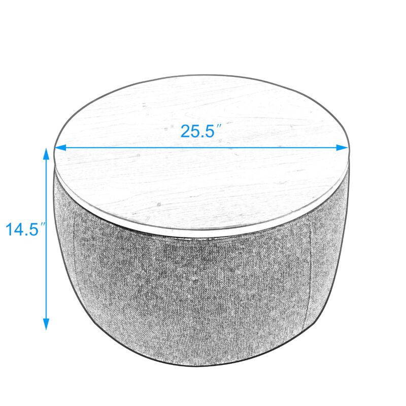 Round Storage Ottoman, 2 in 1 Function, Work as End table and Ottoman - Image 9
