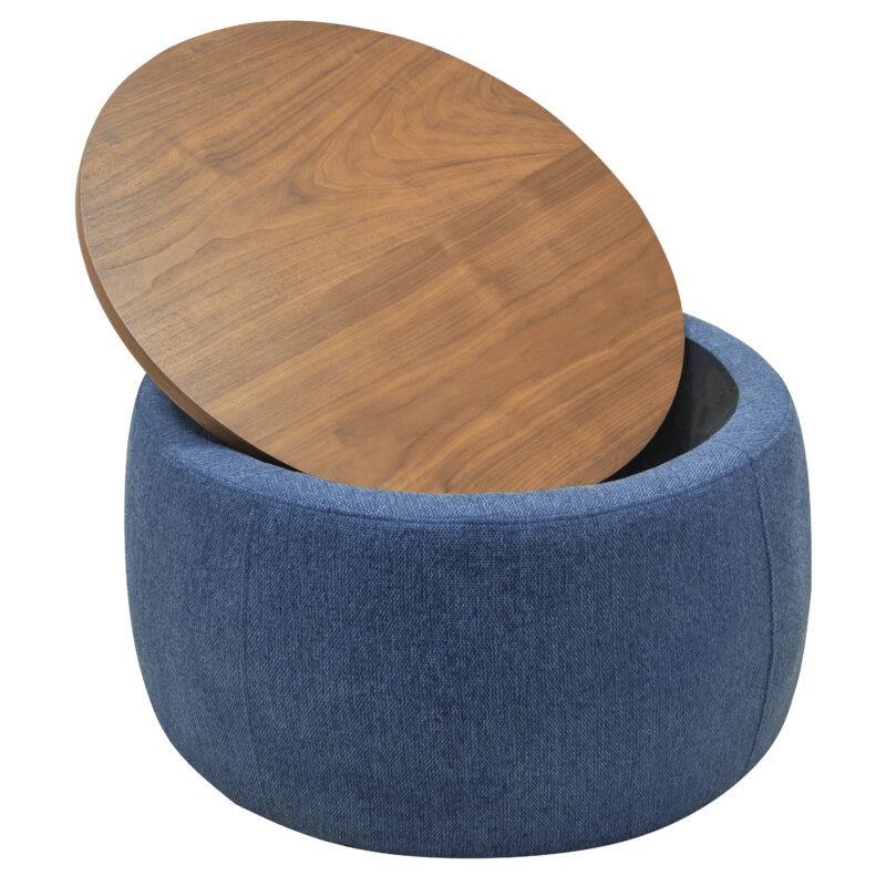 Round Storage Ottoman, 2 in 1 Function, Work as End table and Ottoman - Image 6