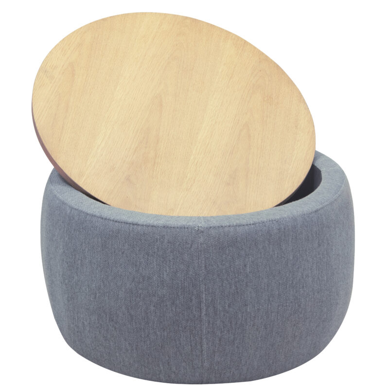 Round Storage Ottoman, 2 in 1 Function, Work as End table and Ottoman - Image 19
