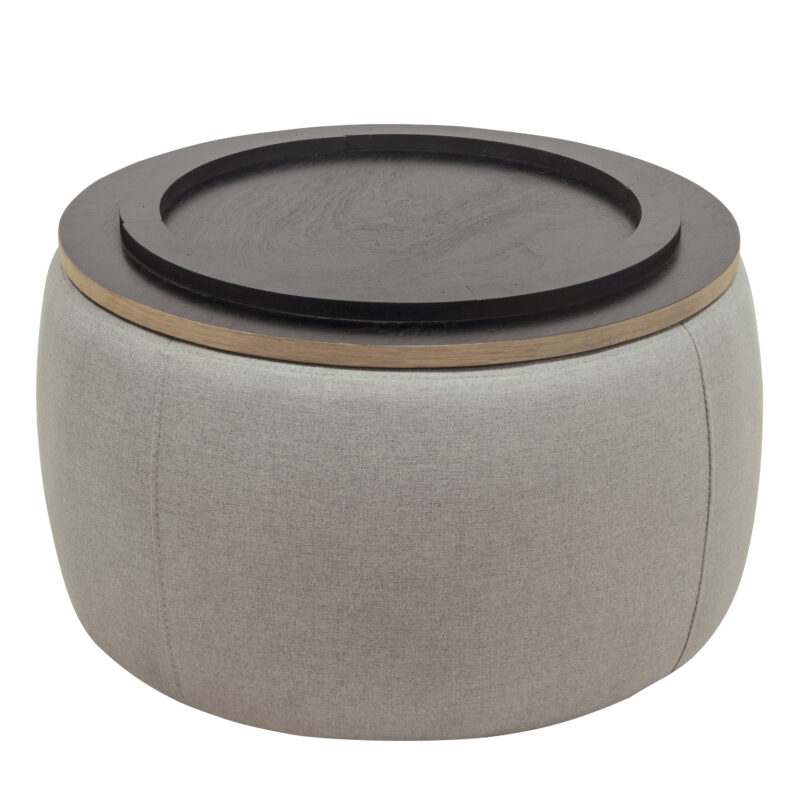 Round Storage Ottoman, 2 in 1 Function, Work as End table and Ottoman - Image 16