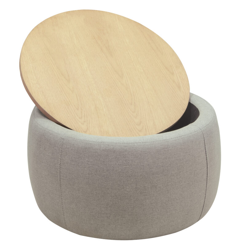 Round Storage Ottoman, 2 in 1 Function, Work as End table and Ottoman - Image 11