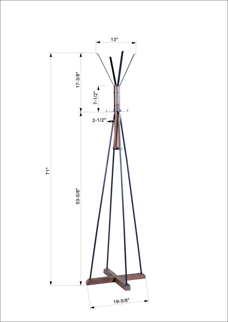 Reclaimed Wood and Metal Freestanding Coat Rack with Hooks use in bedroom, living room - Image 2