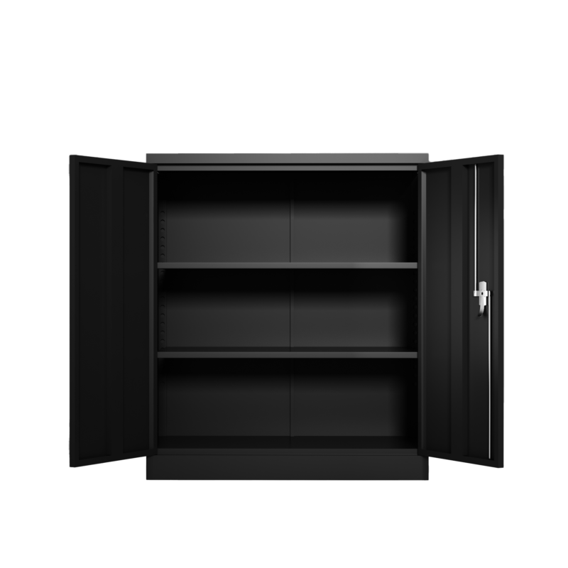 Metal Storage Cabinet with 2 Doors and 2 Shelves, Lockable Steel Storage Cabinet for Office, Garage, Warehouse - Image 8