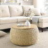 Round Storage Ottoman, 2 in 1 Function, Work as End table and Ottoman - Image 31