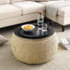 Round Storage Ottoman, 2 in 1 Function, Work as End table and Ottoman - Image 30