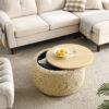 Round Storage Ottoman, 2 in 1 Function, Work as End table and Ottoman - Image 28