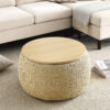 Round Storage Ottoman, 2 in 1 Function, Work as End table and Ottoman - Image 26