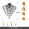 20" Black Crystal Chandelier Ceiling Light, Modern Luxury 10-Light Flush Mount Light Fixture, Elegant Home Lighting for Living Room, Dining Room, Bedroom (No Bulbs) - Image 4