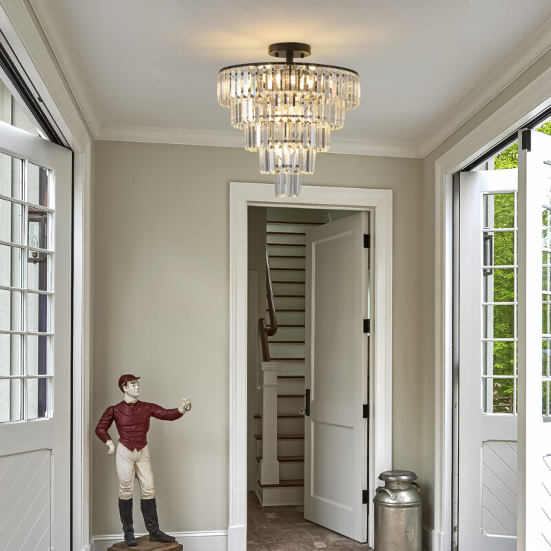 20" Black Crystal Chandelier Ceiling Light, Modern Luxury 10-Light Flush Mount Light Fixture, Elegant Home Lighting for Living Room, Dining Room, Bedroom (No Bulbs) - Image 3
