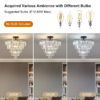 20" Black Crystal Chandelier Ceiling Light, Modern Luxury 10-Light Flush Mount Light Fixture, Elegant Home Lighting for Living Room, Dining Room, Bedroom (No Bulbs) - Image 12