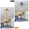 20" Black Crystal Chandelier Ceiling Light, Modern Luxury 10-Light Flush Mount Light Fixture, Elegant Home Lighting for Living Room, Dining Room, Bedroom (No Bulbs) - Image 11