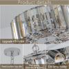 17" Chrome Crystal Pendant Chandelier, Modern Hanging Light Fixture with Adjustable Height, 4-Light E26 Base for Living Room, Dining Room, or Kitchen (No Bulbs) - Image 8