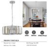 17" Chrome Crystal Pendant Chandelier, Modern Hanging Light Fixture with Adjustable Height, 4-Light E26 Base for Living Room, Dining Room, or Kitchen (No Bulbs) - Image 9