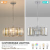 17" Chrome Crystal Pendant Chandelier, Modern Hanging Light Fixture with Adjustable Height, 4-Light E26 Base for Living Room, Dining Room, or Kitchen (No Bulbs) - Image 6