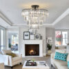 20" Black Crystal Chandelier Ceiling Light, Modern Luxury 10-Light Flush Mount Light Fixture, Elegant Home Lighting for Living Room, Dining Room, Bedroom (No Bulbs) - Image 9