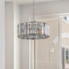 17" Chrome Crystal Pendant Chandelier, Modern Hanging Light Fixture with Adjustable Height, 4-Light E26 Base for Living Room, Dining Room, or Kitchen (No Bulbs) - Image 4