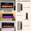 42 inch recessed ultra thin tempered glass front wall mounted electric fireplace with remote and multi color flame & emberbed, LED light heater - Image 4