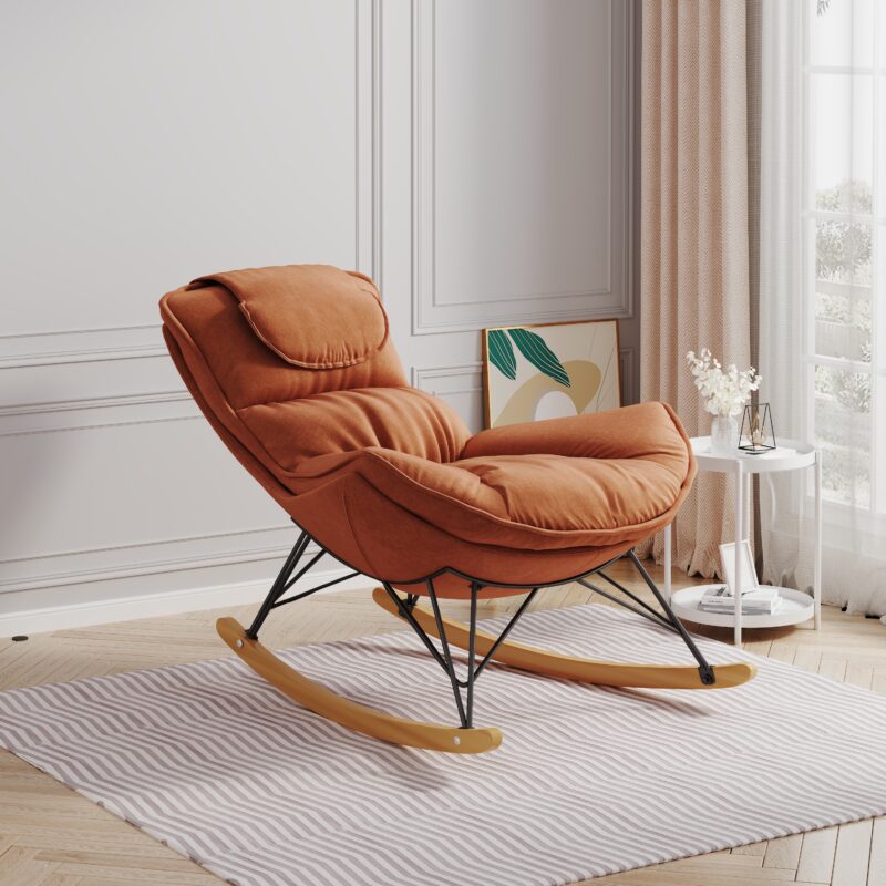 Leisure sofa single rocking chair, light luxury sofa chair, balcony leisure area single chair, comfortable and breathable characteristic chair, detachable and washable seat cushion - Image 2