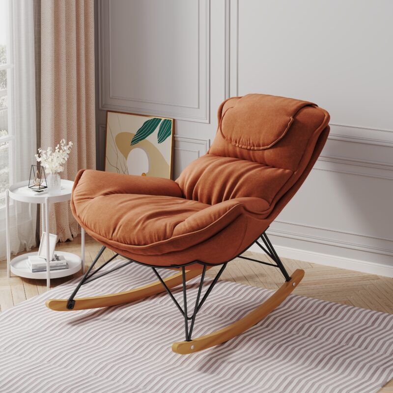 Leisure sofa single rocking chair, light luxury sofa chair, balcony leisure area single chair, comfortable and breathable characteristic chair, detachable and washable seat cushion - Image 3