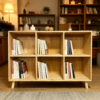 6 Cube Wooden Storage Shelf, Freestanding Open Bookcase with Legs, Natural Solid Wood Cubby Organizer for Living Room, Bedroom, Office, Entryway - Image 5