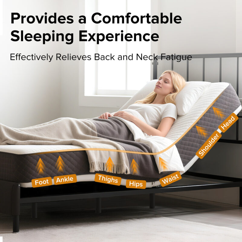 Queen Adjustable Bed Frame with Massage and USB Ports - Image 6
