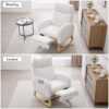 015B-Teddy Fabric Leisure Rocking Chair,Nursery Rocking Chair With Adjustable Footstool,Thickened Headrest And High Backrest, Storage Pocket On The Right Side,The Base Rocker Is Solid Wood - Image 3