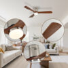 52 Inch Ceiling Fan with Light, 3 Light Walnut Solid Wood Blades,Remote Control,6-speed Reversible DC Motor for Bed Room,Dining Room,Living Room. - Image 6