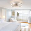 20" Flush Mount Ceiling Fans with Lights and Remote, 3000K-6000K Dimmable LED Fandelier Low Profile Chandelier Ceiling Fan for Bedroom Living Room, White - Image 2