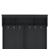 Modern Hallway Hall Tree with Metal Hooks and Storage Space, Multi-Functional Entryway Coat Rack with Shoe Cubbies, Black - Image 8