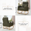 015B-Teddy Fabric Leisure Rocking Chair,Nursery Rocking Chair With Adjustable Footstool,Thickened Headrest And High Backrest, Storage Pocket On The Right Side,The Base Rocker Is Solid Wood - Image 9