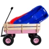 Outdoor Wagon All Terrain Pulling w/Wood Railing Air Tires Garden Cart - Image 11