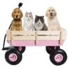 Outdoor Wagon All Terrain Pulling w/Wood Railing Air Tires Garden Cart - Image 14
