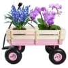 Outdoor Wagon All Terrain Pulling w/Wood Railing Air Tires Garden Cart - Image 15