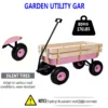Outdoor Wagon All Terrain Pulling w/Wood Railing Air Tires Garden Cart - Image 16