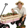 Outdoor Wagon All Terrain Pulling w/Wood Railing Air Tires Garden Cart - Image 7