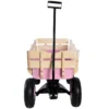 Outdoor Wagon All Terrain Pulling w/Wood Railing Air Tires Garden Cart - Image 9