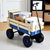 Outdoor Wagon All Terrain Pulling Wood Railing Air Tires Garden Cart - Image 5