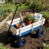 Outdoor Wagon All Terrain Pulling Wood Railing Air Tires Garden Cart - Image 4