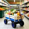 Outdoor Wagon All Terrain Pulling Wood Railing Air Tires Garden Cart - Image 3