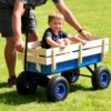 Outdoor Wagon All Terrain Pulling Wood Railing Air Tires Garden Cart - Image 10